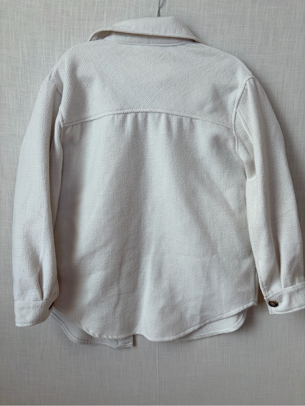 Cream Button-Front Shacket Jacket - Picture 3 of 5